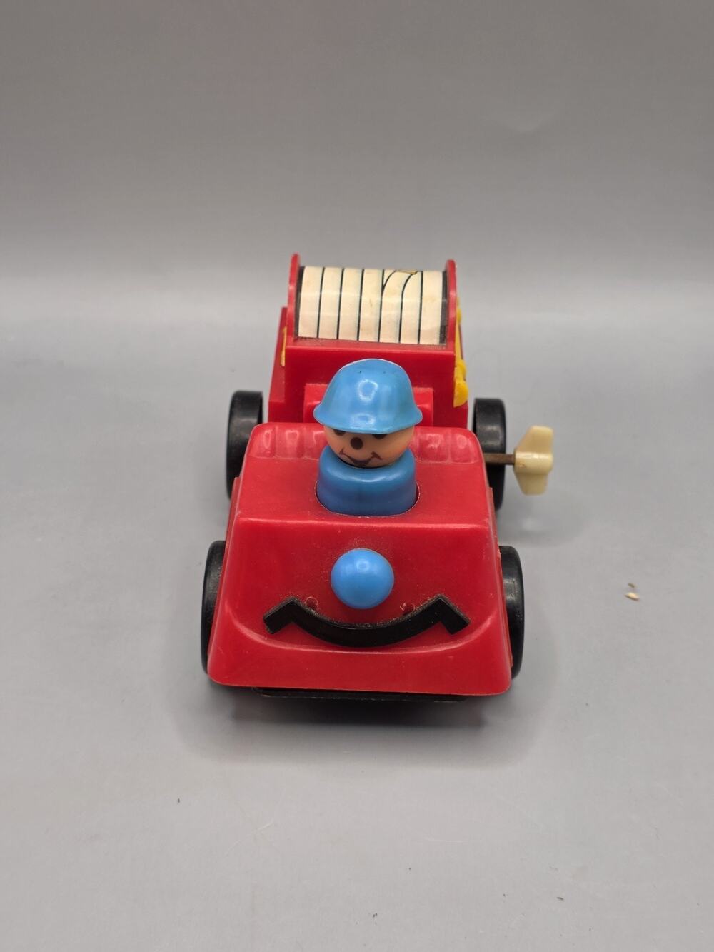 Vintage Durham Industries Wind Up Fire Truck Toy WORKING Hong Kong Fireman FD